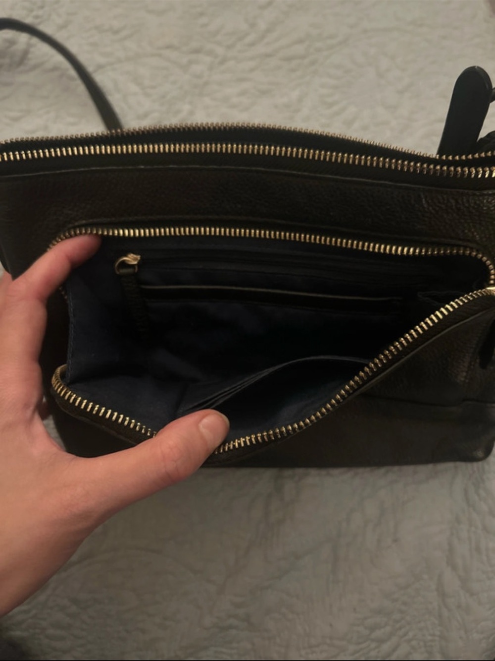 Cole Haan Navy Leather Crossbody with Tassel Accent - Picture 4 of 8